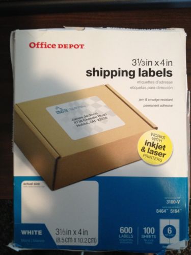 OFFICE DEPOT SHIPPING LABELS -3 1/3&#034; x 4&#034;  (AVERY 8464,5164)  540 TOTAL LABELS