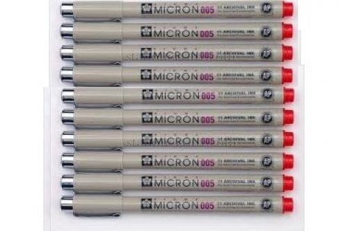 10 Sakura Pigma Micron Pens Tip Size 005 (0.20mm Line Width: 8 Ink Colors to