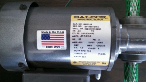 Baldor 1/4hp 3ph Gear Reduction Motor