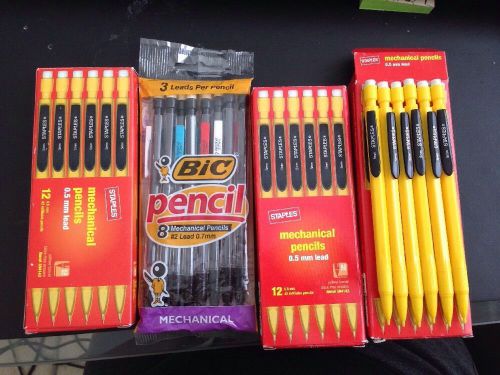HUGE LOT of 38 STAPLES #2 0.5MM and BIC #2 0.7MM MECHANICAL PENCILS W/ LEAD