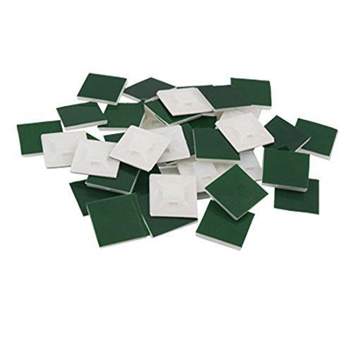 3mm Width Hole Self-Adhesive Cable Tie Mount Base Green White 100Pcs New