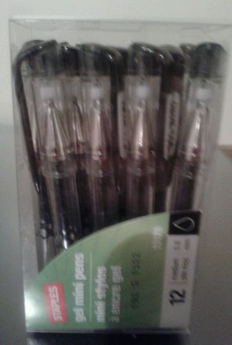 Staples Gel Mini Pens Black, 12 Pens Total