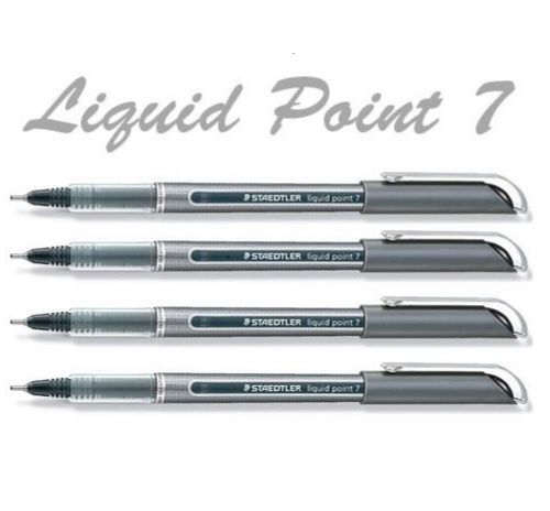 Staedtler Liquid Point 7 Rollerball Black Ink Pen 0.4mm Superfine 4 PACK