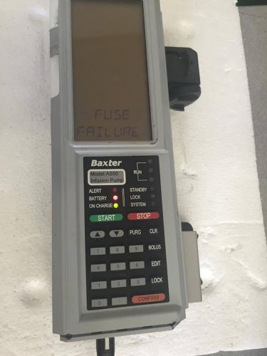Baxter AS50 AS-50 Infusion Pump + Pole Clamp - Tested to Power - No Power Supply