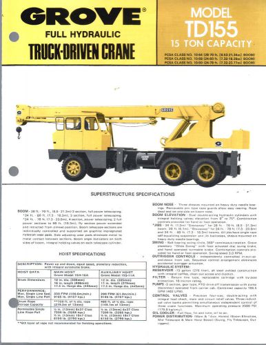 1975 GROVE TD155 15 TON  CRANE BOOM CONSTRUCTION EQUIPMENT BROCHURE