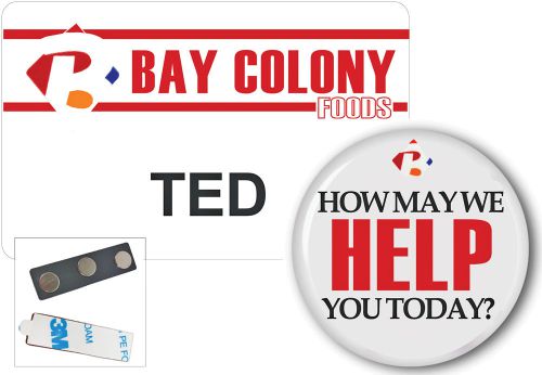 NAME BADGE &amp; BUTTON HALLOWEEN COSTUME TED BAY COLONY  MAGNET SHIPS FREE