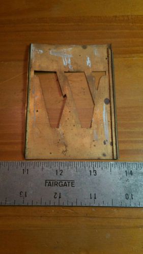 Vintage interlocking adjustable brass stencil letter  &#034; w &#034; 4 inch for sale