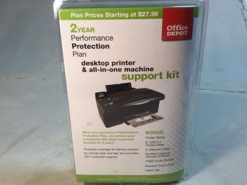 NEW!! OFFICE DEPOT 2-YEAR PRINTER PERFORMANCE PROTECTION PLAN &amp; SUPPORT KIT