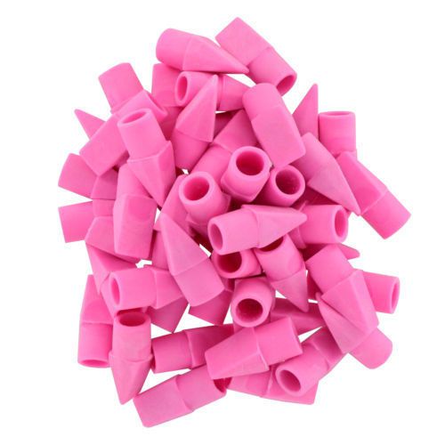 Bazic Standard Non-Abrasive Pink Erase Top Caps, Pink, Pack of 50 (2205)