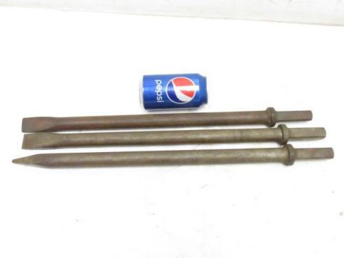 Lot of 3 Vulcan Jack Hammer Chisel Spade Bits, 3/4&#034; Square x 21&#034; Long