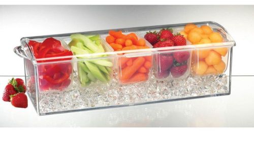 5 Removable Containers,Frozen Ice Cream,Chilled Condiment/Fruit topping Server,