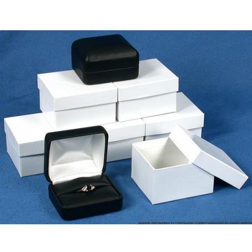 6 Double Ring Boxes Black Faux Leather Jewelry Display