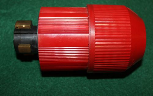 Cooper  power lock, auto grip 30a 480 vac  grounding nylon red cord plug for sale