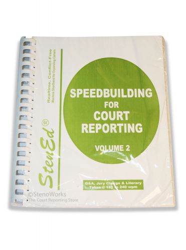 StenEd Speedbuilding for Court Reporting, Volume 2 plus CD Free Shipping