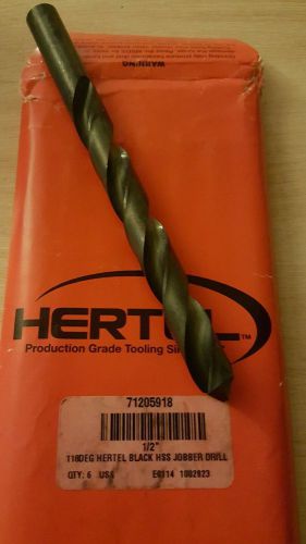 Hertel 1/2&#034; Jobber drill  118deg black oxide