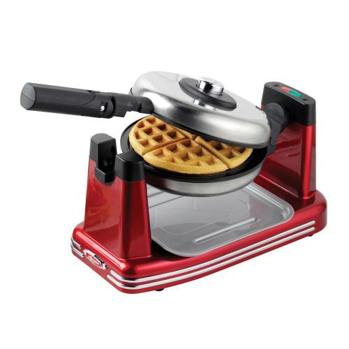 Nostalgia electrics retro series style nonstick flip belgian waffle maker in red for sale