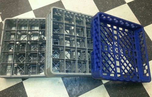 Lot of 3  25-Compartment  Glass Rack and Flatware Rack
