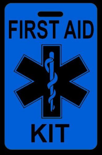 Hi-viz blue first aid kit bag tag - free personalization - new for sale
