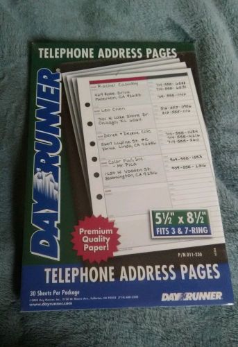 Day Runner Telephone/Address Pages - 5 1/2&#034; X 8 1/2&#034; - Factory Sealed
