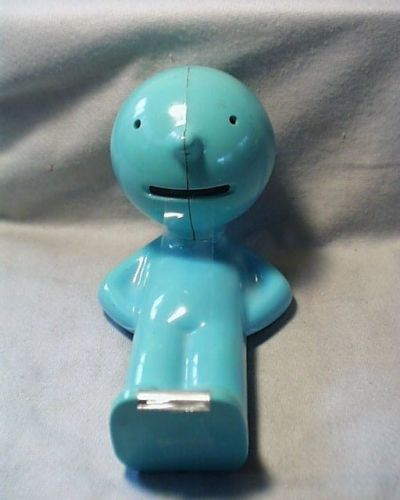 Vintage propaganda &#034;mr. p one man try&#034; plastic sky blue tape dispenser for sale