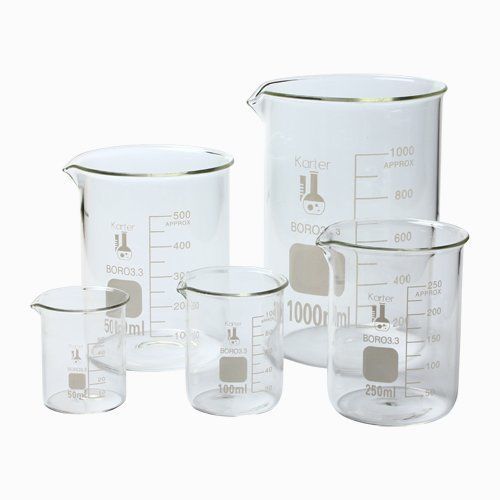 213a2 karter scientific low form glass beaker 5 piece set 50, 100, 250, 500, ... for sale