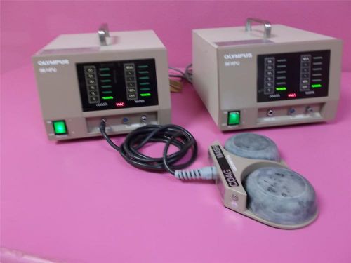 Two (2) Olympus HPU Electrosurgical Heat Probe Unit Endoscopy W/MB-466 FT Switch