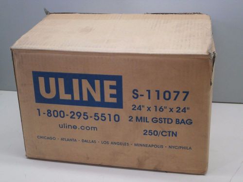 Case (200+) Uline S11077 Gusseted Polyethylene Poly Bags 2-Mil 24&#034; x 16&#034; x 24&#034;