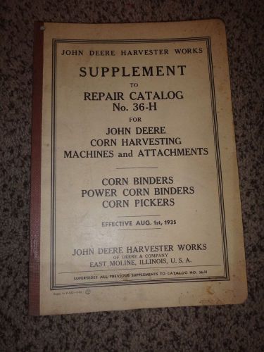 JOHN DEERE No. 36-H ORIGINAL Repair Catalog Hit and Miss Gas Engine Stationary