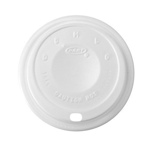 Dart dart 16el white cappuccino plastic lid for hot and cold foam cup 100-pack for sale