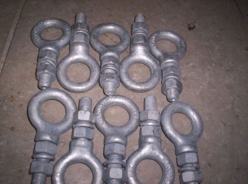 3/4 x 2 1/2 Forged Eyebolts Mechanical Galvanized With Shoulder and Nuts New