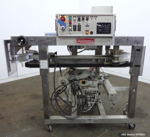Used- Accraply Model IM-2000B Pressure Sensitive Bottom Labeler. Has all stainle