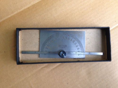Vintage starrett #493-b protractor &amp; depth gauge in box no.493b for sale