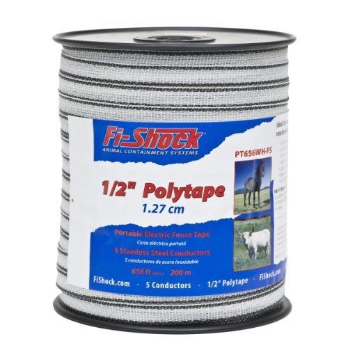 Fi-shock pt656wh-fs 656-feet polytape, 1/2-inch for sale