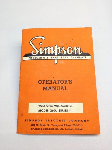 Simpson Model 260 Operators Manual