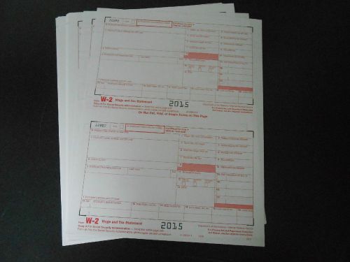 3 sheets 6 employees W-2 Wage &amp; Tax Statement 2015 IRS Tax Forms