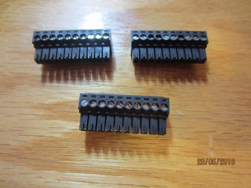 Lot of 3 phoenix contact 10 pin terminal block female connector plug for sale