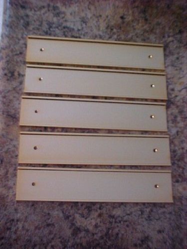 LOT OF 5 GOLD wall door mount NAME PLATE HOLDERS tag badge 2&#034; X 10&#034; C
