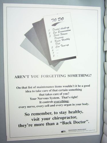 Chiropractic VTG Poster Foam Board Framed &#034;Aren`t You Forgetting..?&#034; 34.5 x 24.5
