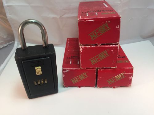 Nu-set key lock box # 2031 (lot of 4) w/ 4-letter combination &amp; keyed shackle for sale