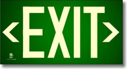 Photoluminescent Exit Sign Green - Code Approved UL 924/IBC 2012/NFPA 101 2012
