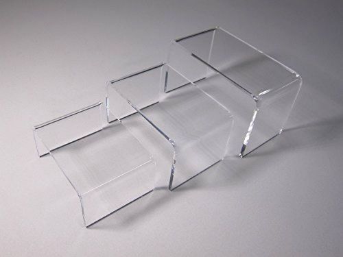 3 Piece Set Clear Riser Acrylic Small Showcase Jewelry Fixtures New