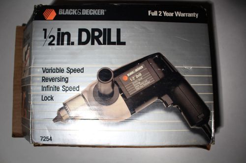 VINTAGE Black &amp; Decker 1/2&#034; Variable Speed Reversing Drill NO 7254 Demo USA New