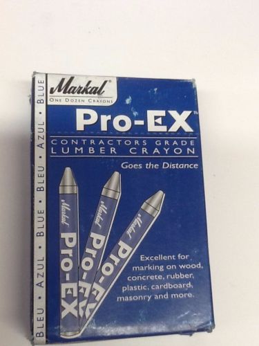 Markal Pro-Ex Extruded Clay Based Crayon 1/2&#034; Hex 4-5/8&#034; Length  Blue Pack of 12