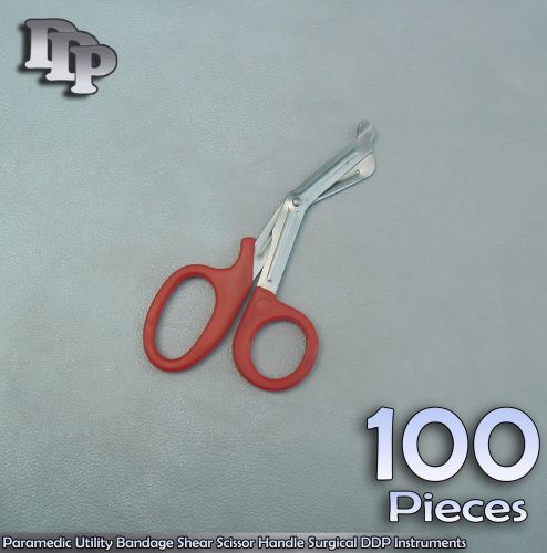100 Paramedic Utility Bandage Shear Scissor 5.5&#034; Red Handle Surgical Instruments