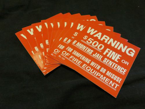 LOT OF 10-&#034;WARNING $500 FINE or 6 MONTHS IN JAIL&#034; VINYL ADHISIVE SIGNS