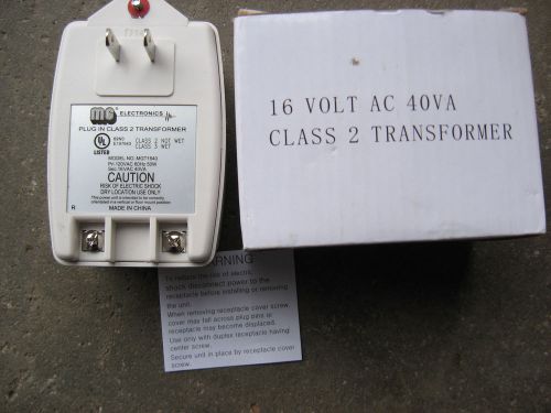 New 16 VAC 40VA Plug In MG Electronics Bell Camera Security Alarm Transformer