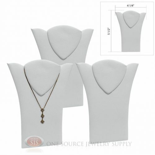 (3)  White Leather 5 1/2&#034; Padded Pendant Necklace Display Easel Presentation