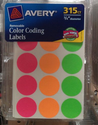 315 AVERY COLOR CODING LABELS REMOVABLE 3/4&#034; ROUND YARD SALE STICKERS FLEA