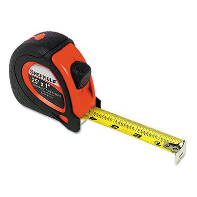 Sheffield ExtraMark Tape Measure, Red with Black Rubber Grip, 1&#034; x 25 ft