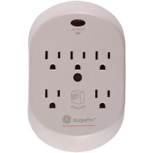 GE 55205 In-Wall Surge Protector Plug w/5 Outlets White